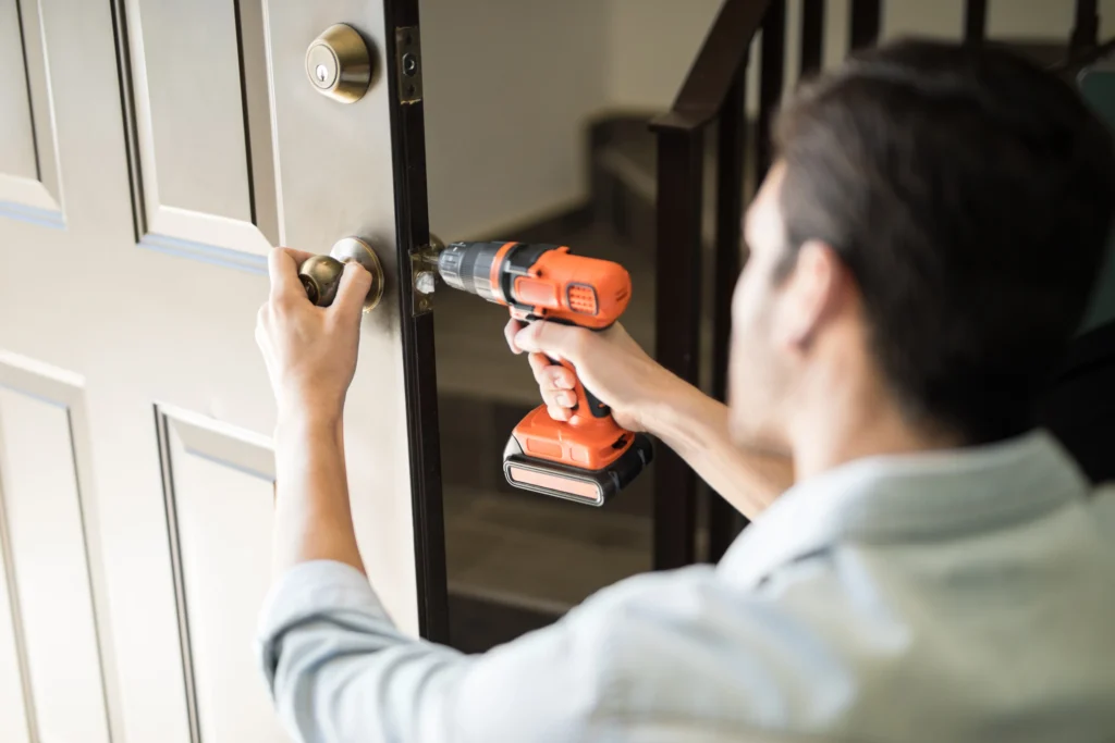 pov of a handyman fixing door knob 2025 02 11 18 53 58 utc