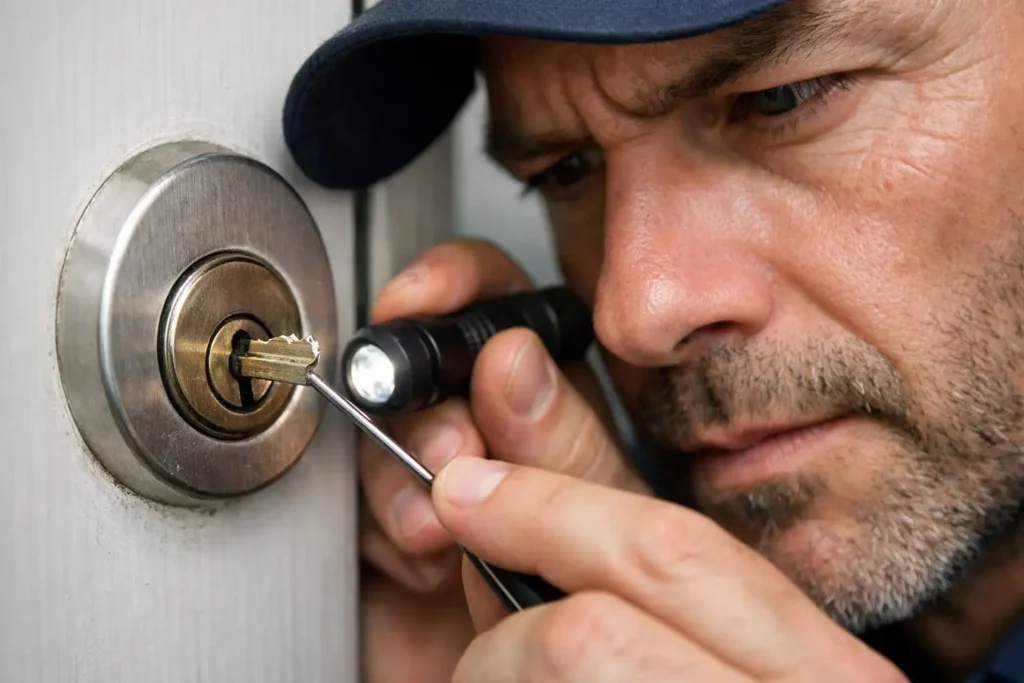 ¿Te quedaste fuera de casa? Descubre cómo una cerrajero urgente puede salvar tu día 10 Cerrajero Urgente llave incrustada en la cerradura